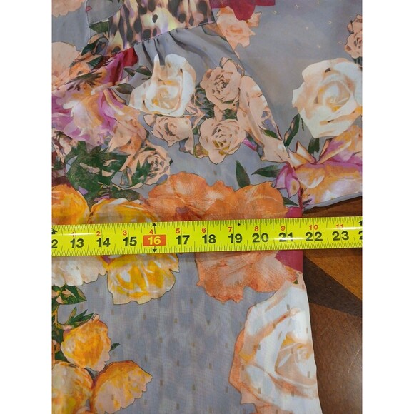 Figueroa & Flower Blouse Women’s Size Medium Floral Peasant Boho Sheer Button Up - Picture 9 of 13